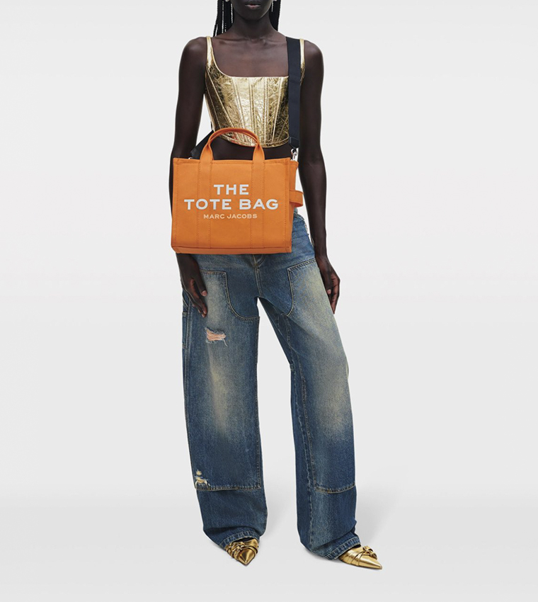 حقيبة توت قماش متوسطة بطبعة