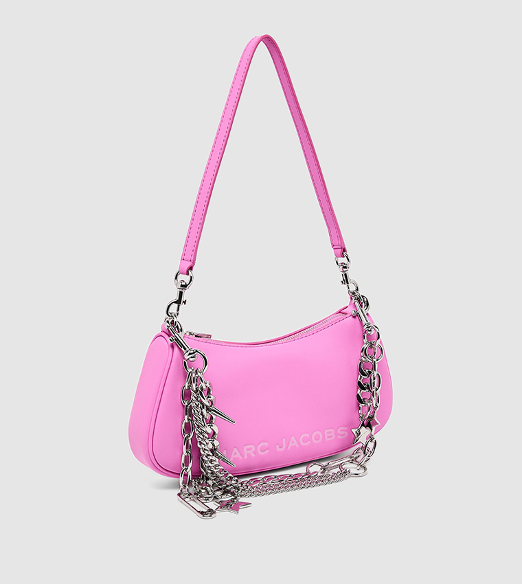 Logo Printed Shoulder Bag with Chain Detail 