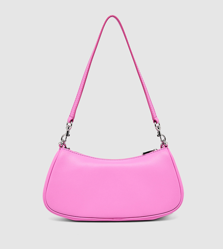 Logo Printed Shoulder Bag with Chain Detail 