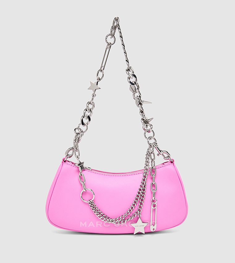 Logo Printed Shoulder Bag with Chain Detail 