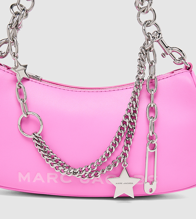 Logo Printed Shoulder Bag with Chain Detail 