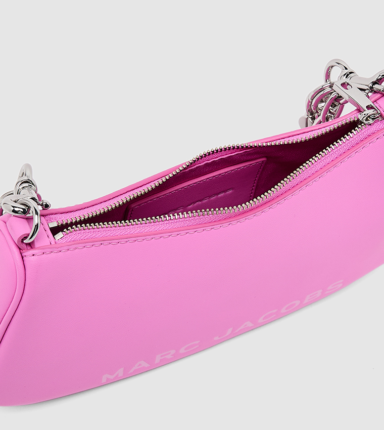 Logo Printed Shoulder Bag with Chain Detail 