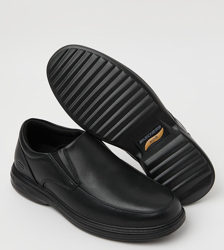 Buy Skechers ARCH FIT OGDEN Formal Slip On Shoes In Black | 6thStreet UAE
