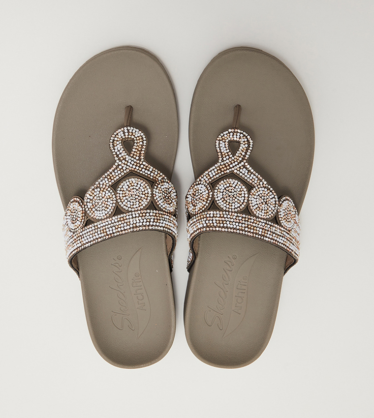 Skechers embellished flip clearance flops