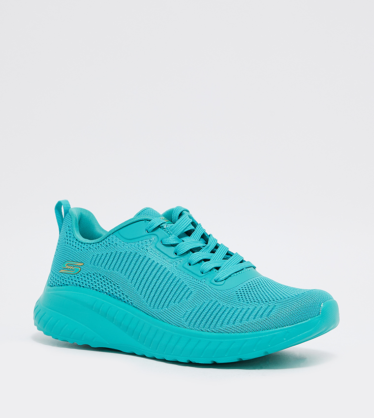 Buy Skechers BOBS SQUAD CHAOS Mesh Detail Lace Up Sneakers In Teal 