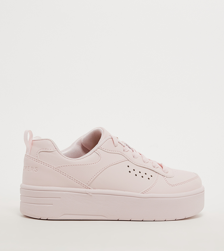 Perforated Detail Lace-Up Sneakers
