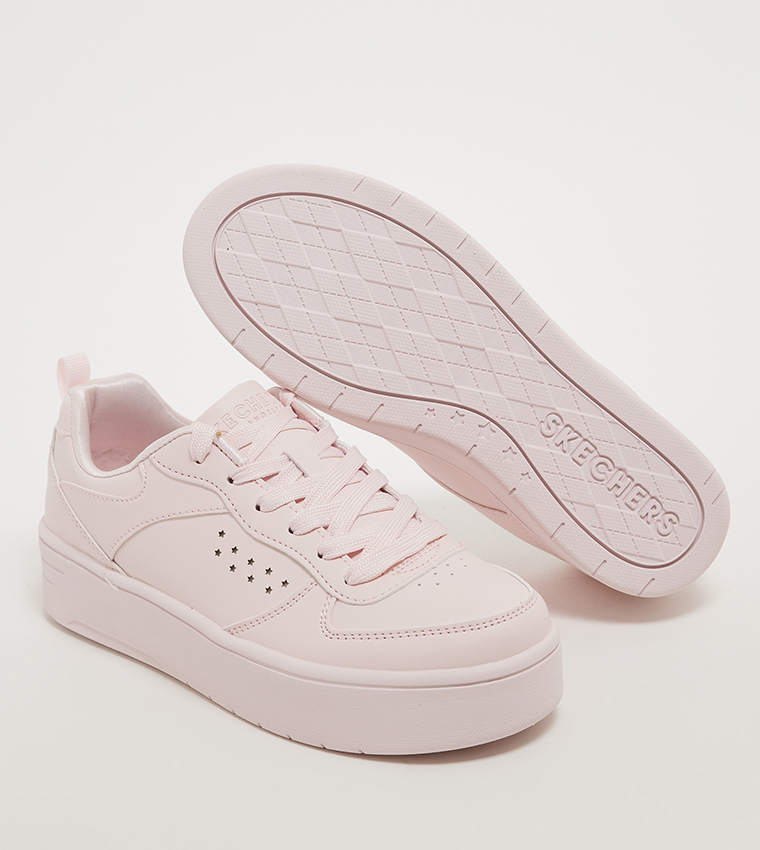 Perforated Detail Lace-Up Sneakers