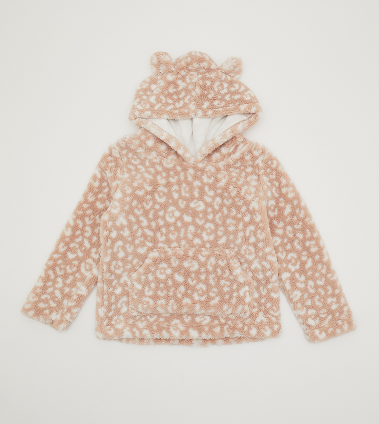 Leopard sherpa hoodie hotsell