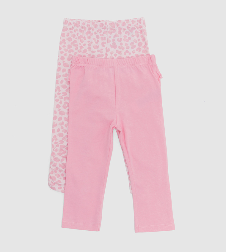Pack of 2 Printed and Solid Knitted Pants