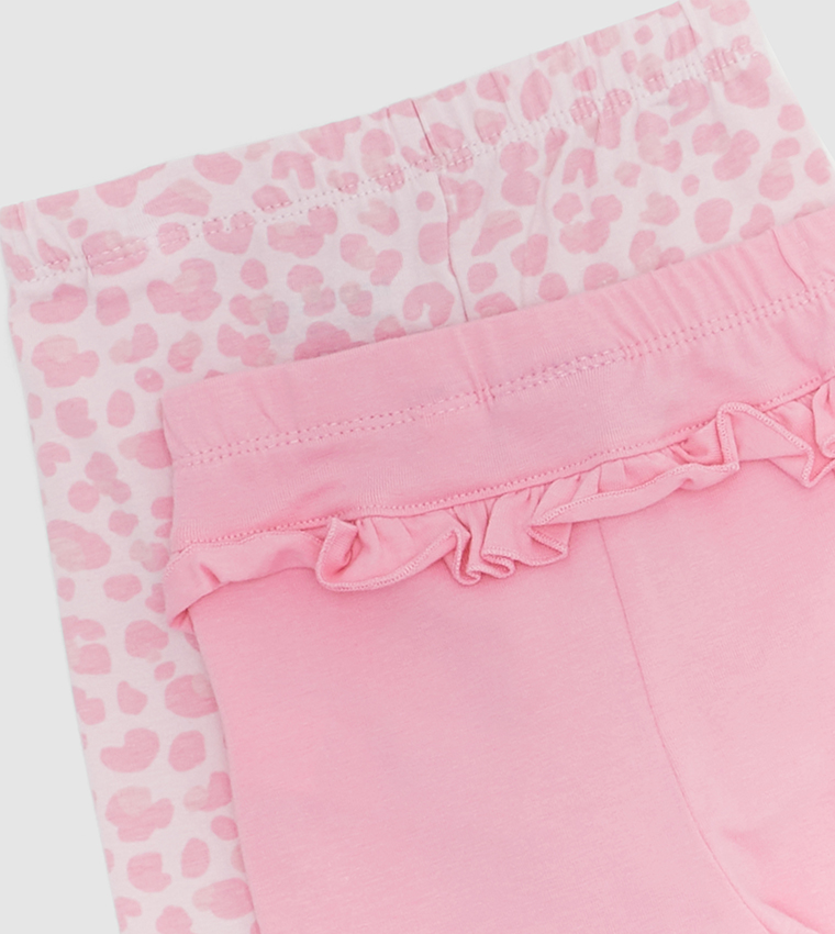 Pack of 2 Printed and Solid Knitted Pants