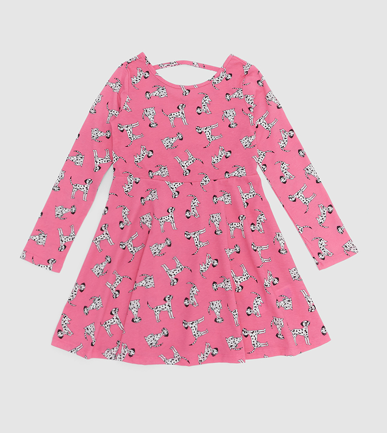 Printed Long Sleeves Skater Dress