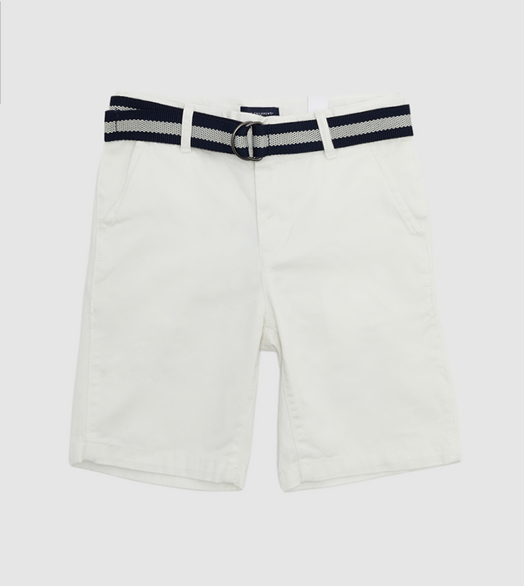 Buy The Children's Place Boy's Belted Woven Chino Shorts In White