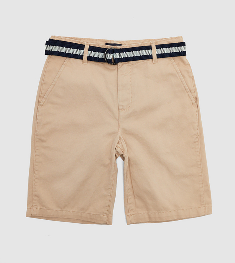 Boy's Belted Woven Chino Shorts