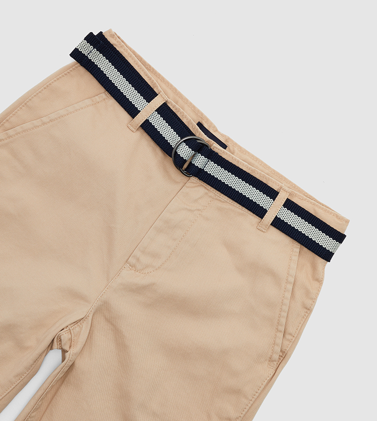 Boy's Belted Woven Chino Shorts