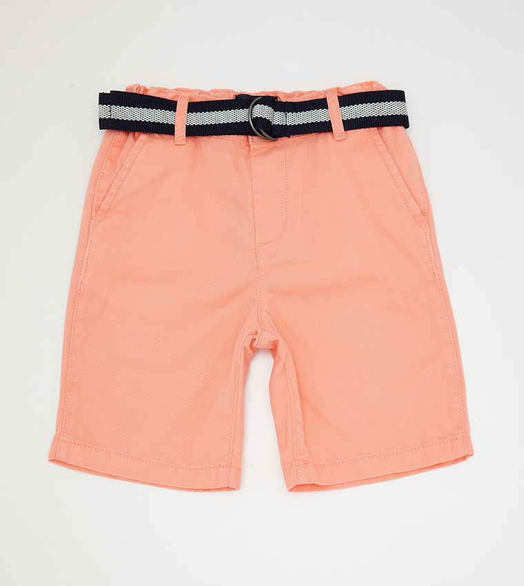 Belted Woven Chino Shorts