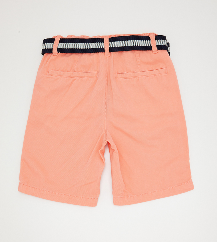 Belted Woven Chino Shorts