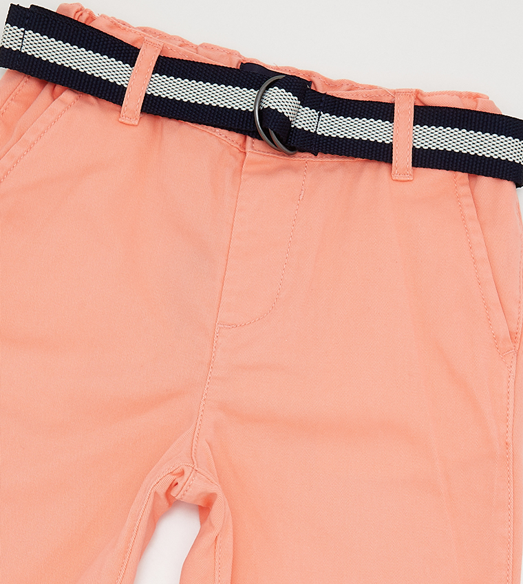 Belted Woven Chino Shorts