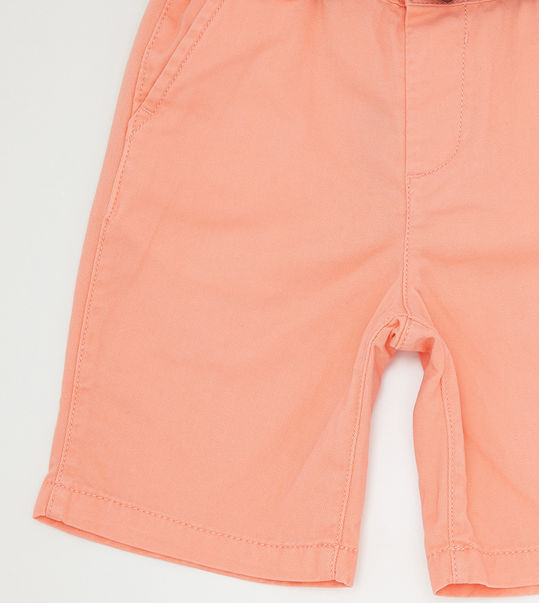 Belted Woven Chino Shorts