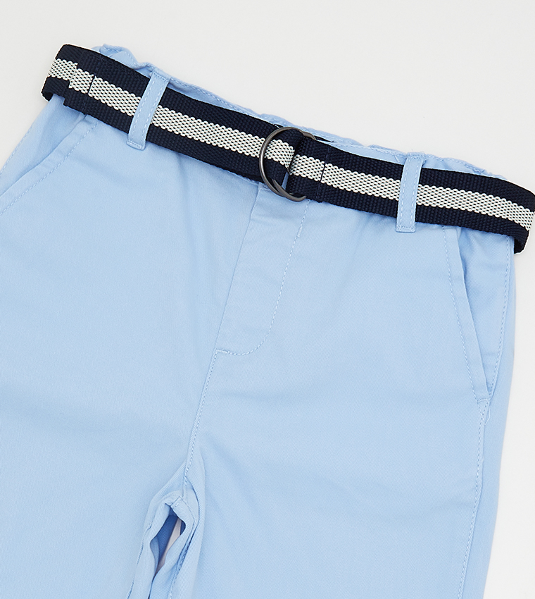 Belted Woven Chino Shorts