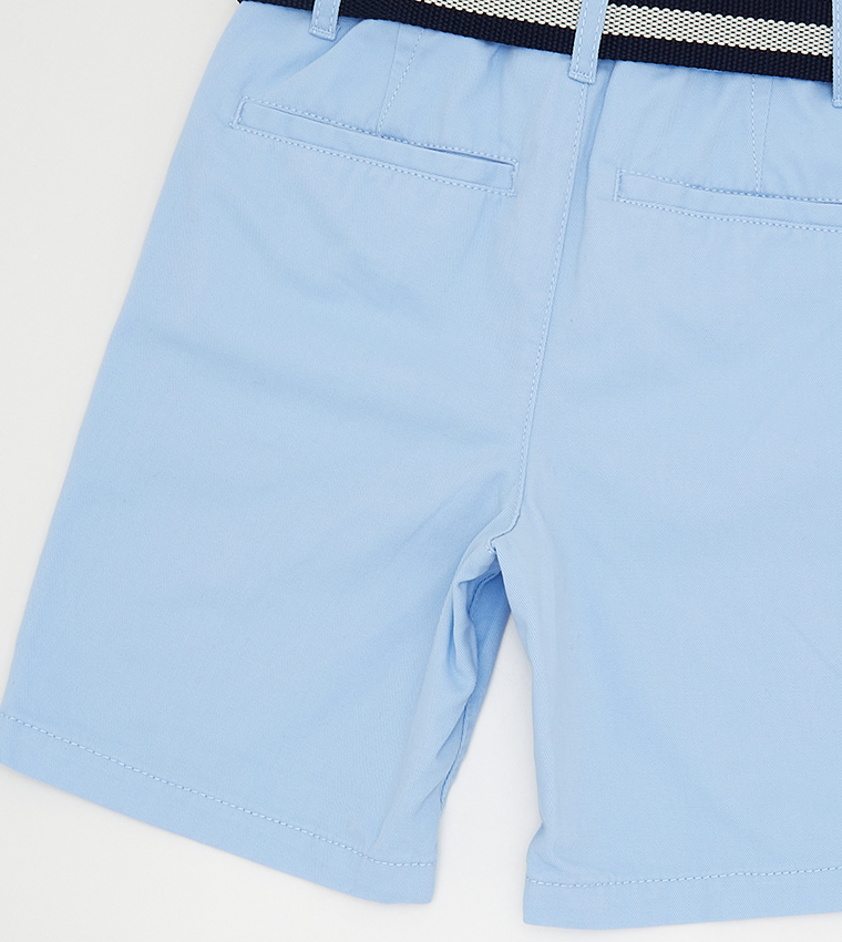 Belted Woven Chino Shorts