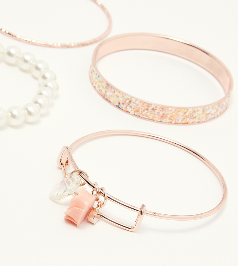 5-Pack Charm Bangle Bracelets