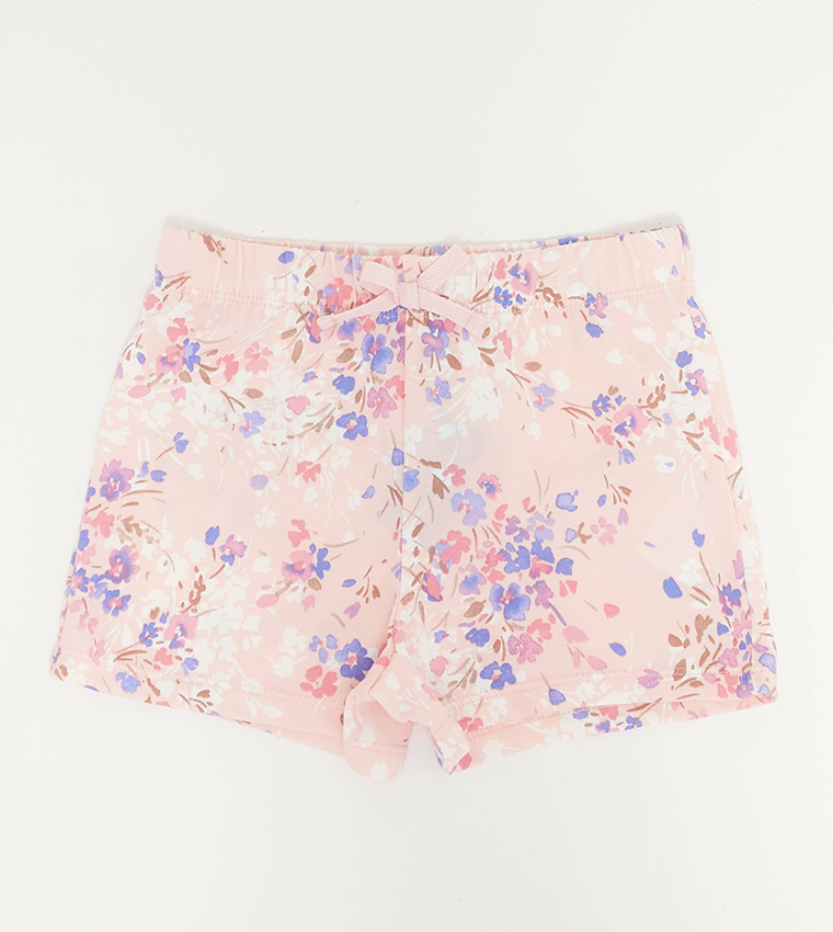 Floral Print Drawstring Waist Shorts