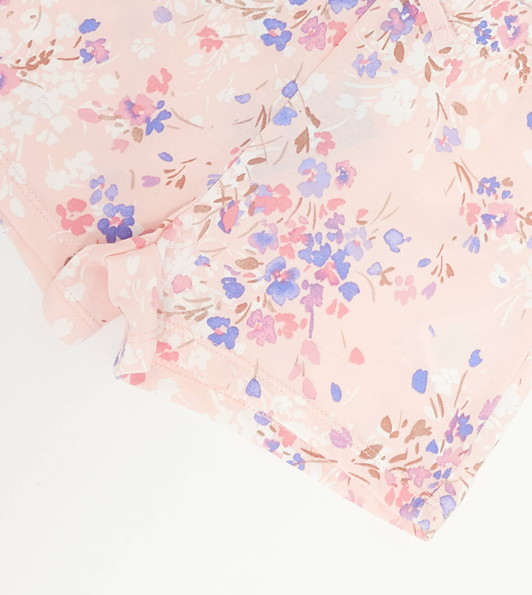 Floral Print Drawstring Waist Shorts