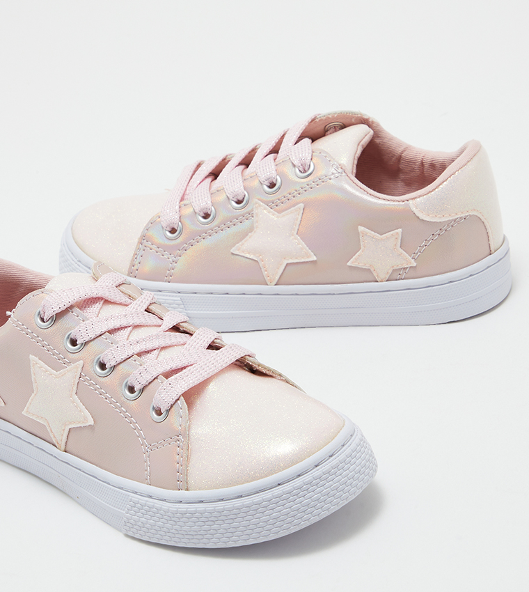 Buy The Children's Place Glitter Star Low Top Sneakers In Pink
