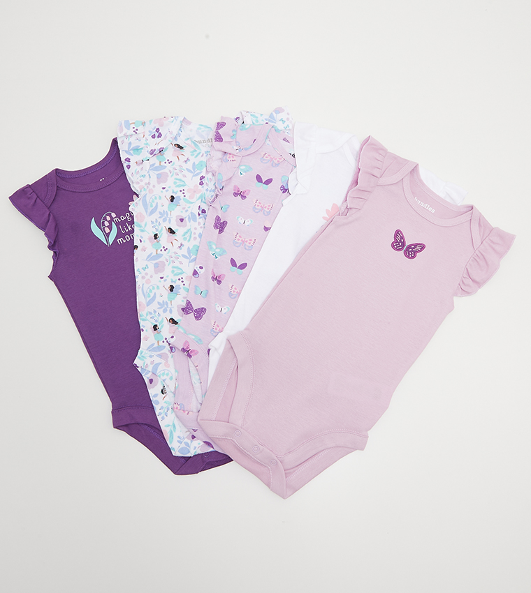 Buy The Children s Place Pack Of 5 Printed Flutter Sleeves Bodysuits In Multiple Colors 6thStreet UAE