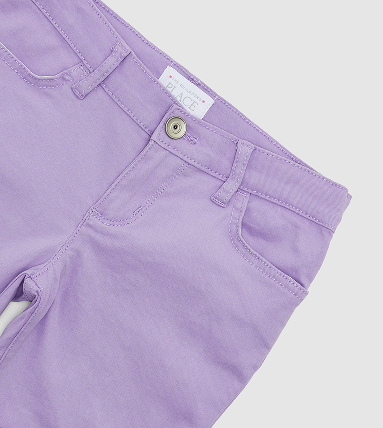 Girl's Roll Cuff Twill Woven Skimmer Shorts