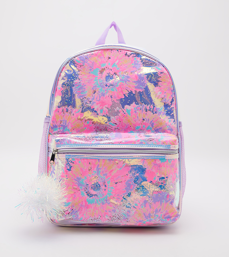 Pink tie store dye bookbag