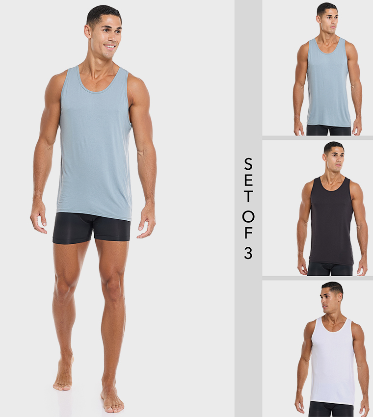 Pack of 3 Solid Vests
