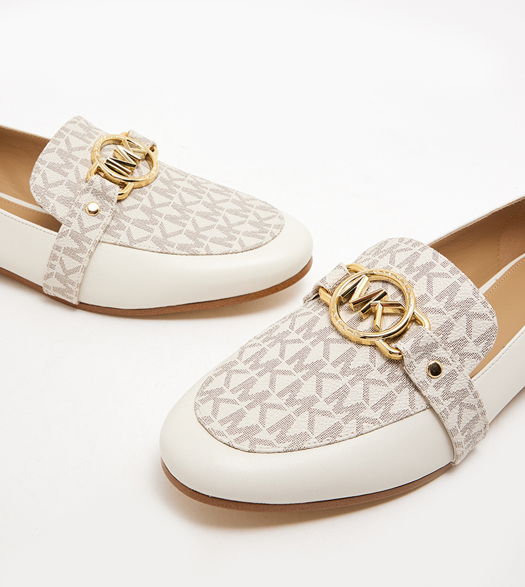 Buy Michael Kors RORY Monogram Patterned Platform Loafers In Cream