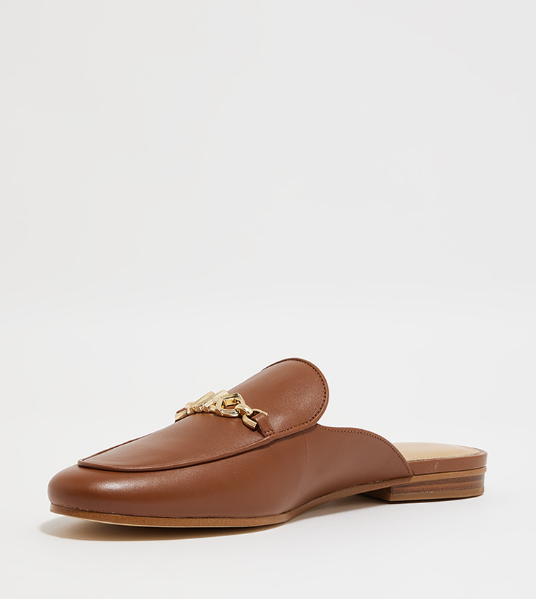 Buy Michael Kors TIFFANIE Logo Metal Mules In Brown | 6thstreet Qatar