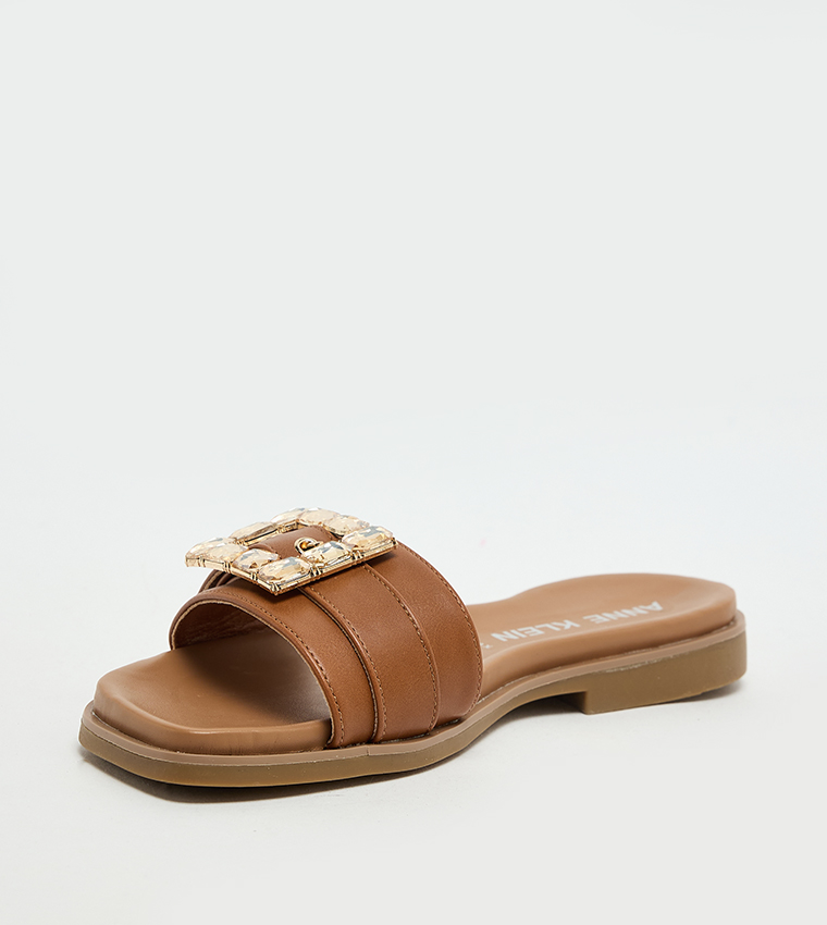 CAPARA Embellished Open-Toe Flat Sandals