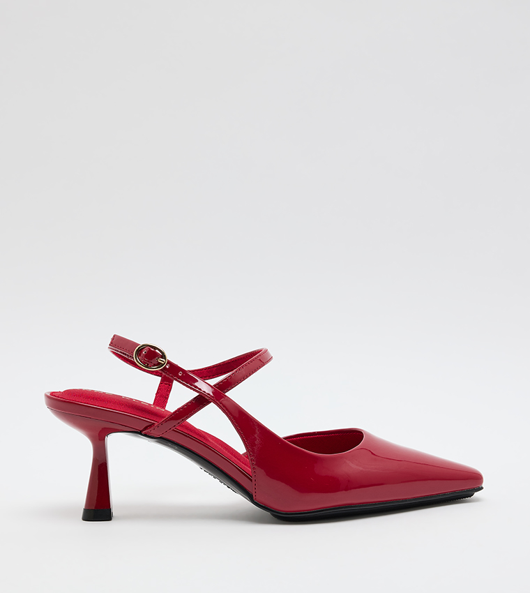 COSMO Glossy Ankle Strap Pumps