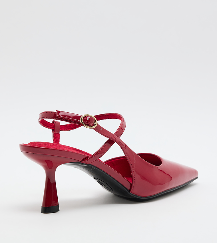 COSMO Glossy Ankle Strap Pumps