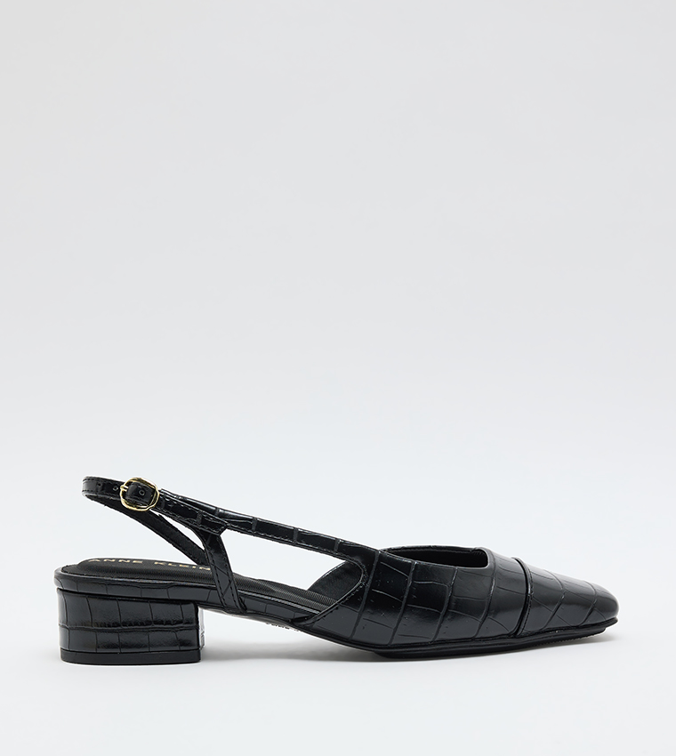 NIA Croc Textured Slingback Pumps