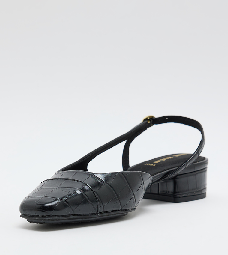 NIA Croc Textured Slingback Pumps