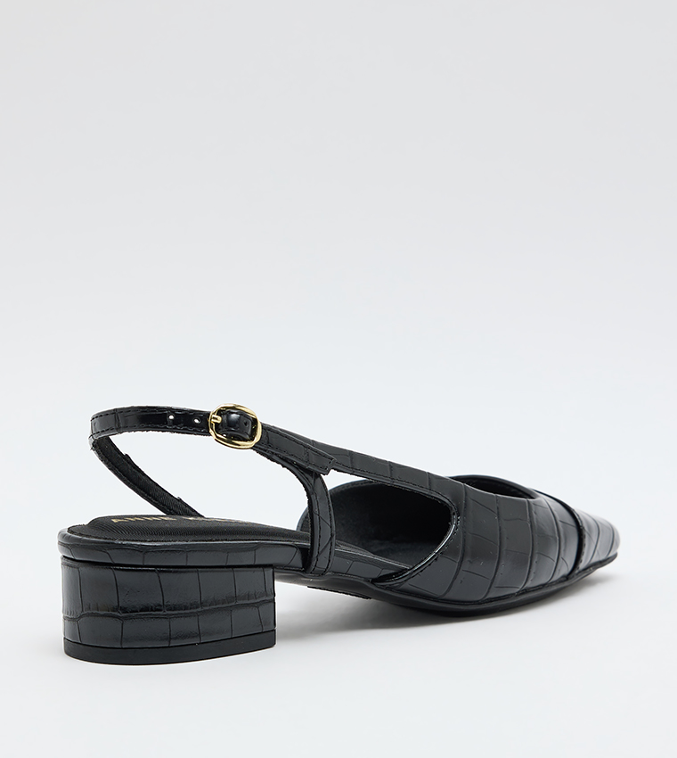 NIA Croc Textured Slingback Pumps