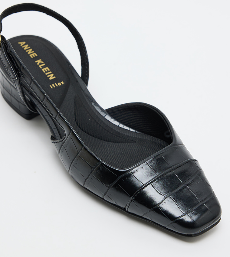 NIA Croc Textured Slingback Pumps