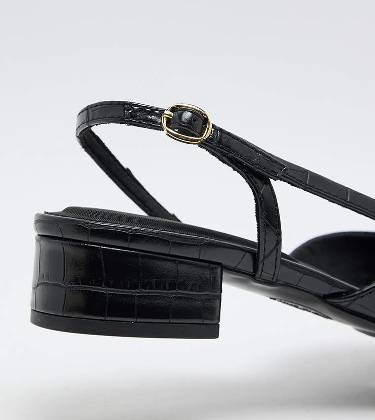 NIA Croc Textured Slingback Pumps