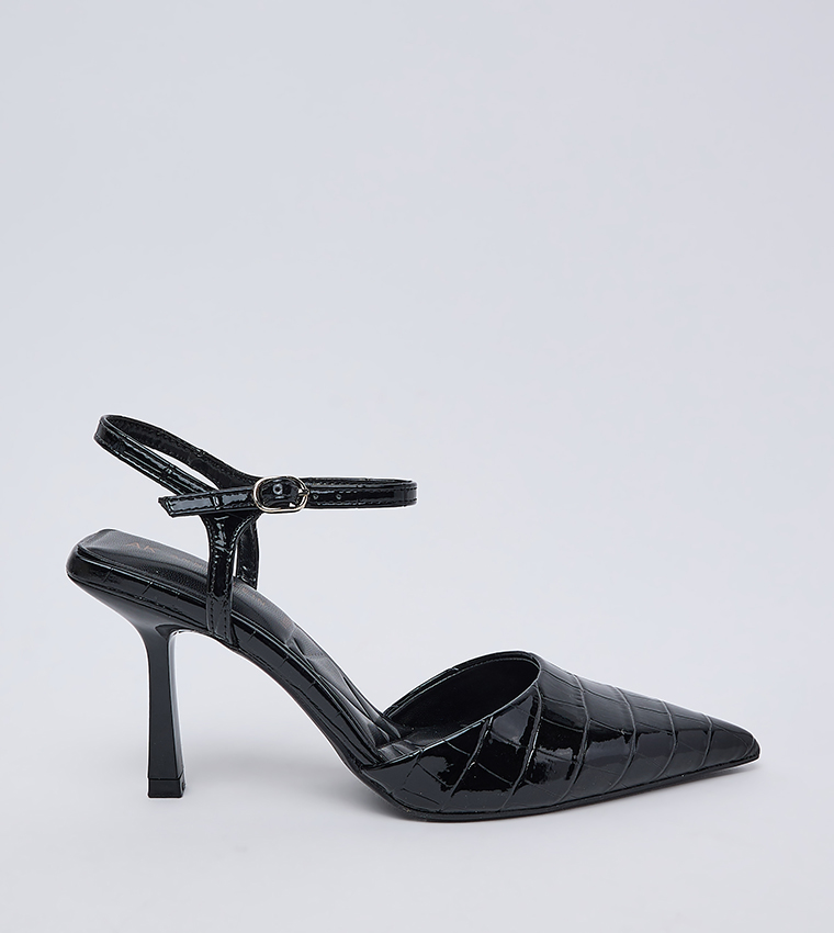 IBARAA Crocs Textured Ankle Strap Pumps