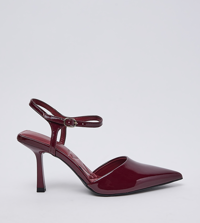 IBARAA Glossy Ankle Strap Pumps