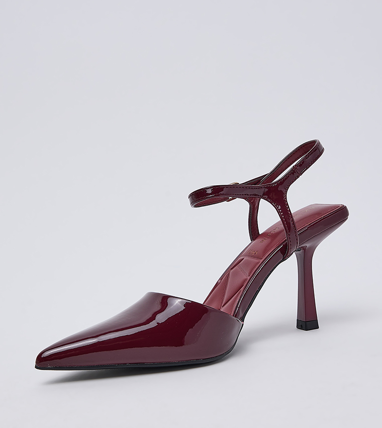 IBARAA Glossy Ankle Strap Pumps