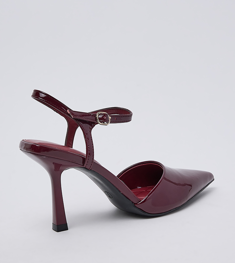 IBARAA Glossy Ankle Strap Pumps