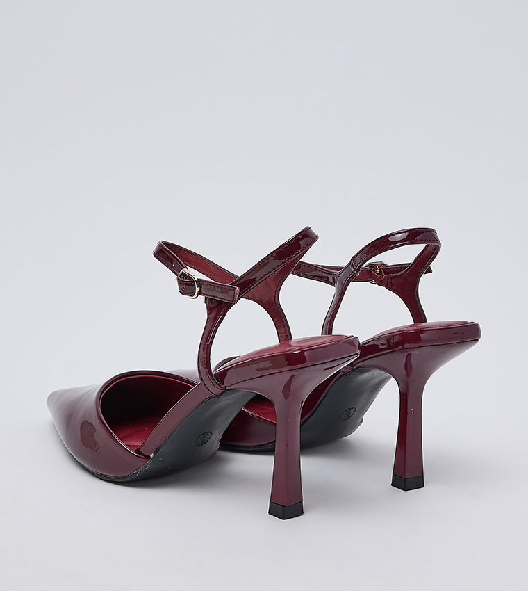 IBARAA Glossy Ankle Strap Pumps