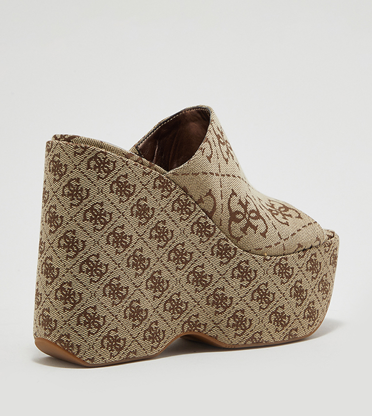 ANGELINE2 Monogram Pattern Wedge Sandals