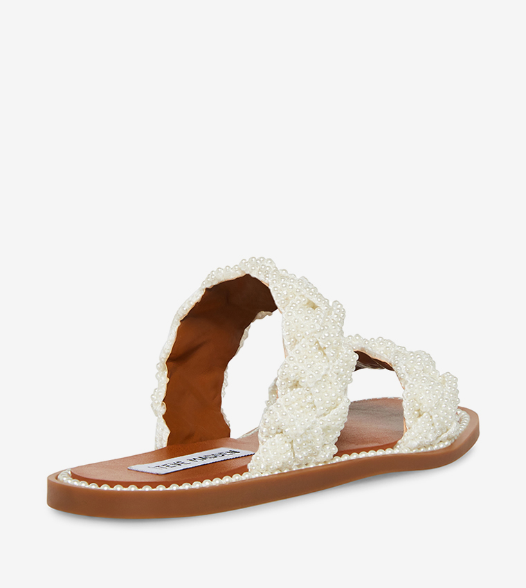 Buy Steve Madden NEWBIE P Embellished Strap Flat Sandals In Off