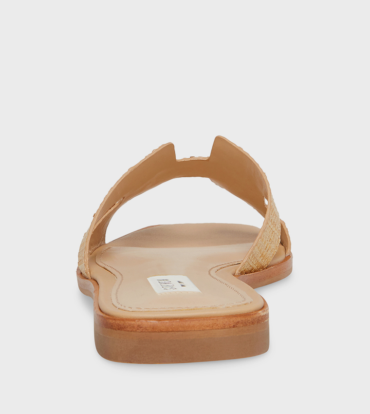 HADYN Textured Cut-Out Detail Flat Sandals